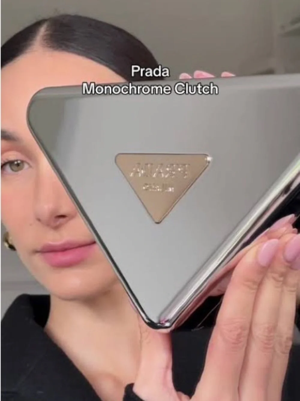 Stunning Prada White Triangle Clutch 7*7*10inches